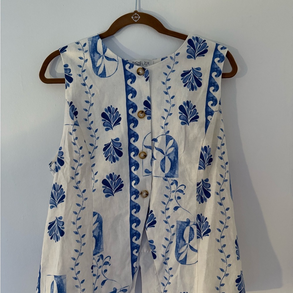 Rachel Zoe Blue and White Floral Top